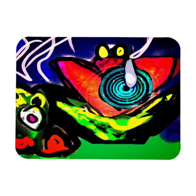 Ímã Flor de primavera e sapo (Horizontal)