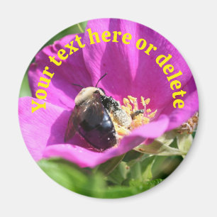 Imã Flor de Rosa Abelha Bumble Personalizada Natureza