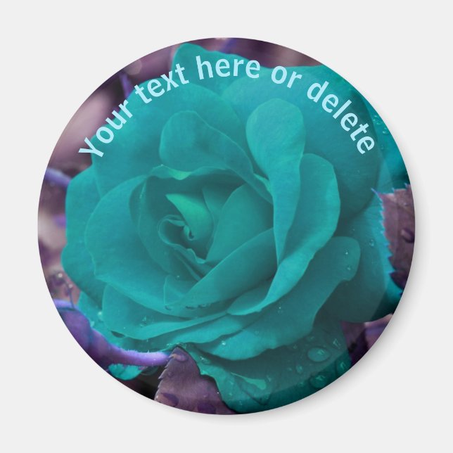 Imã Flor de Rosa Azul Personalizada (Frente)