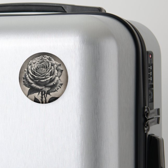 Imã Flor de rosa preta e branca (In Situ (Luggage))