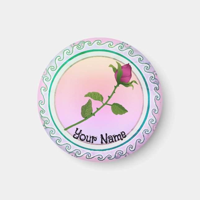 Imã flor de rosa vermelha (Frente)