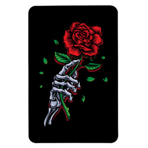 Ímã Flor de Rosa vermelha de Mão do Esqueleto