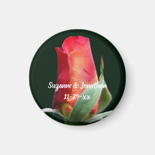 Imã Flor de Rosa Vermelha Personalizada Casamento