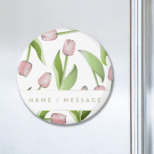 Imã Flor de Tulipas Rosa Moderno Personalizado