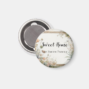 Imã flor de verde sálvia - texto personalizado