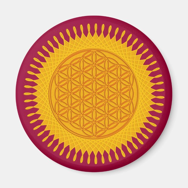 Imã Flor De Vida - Amarelo ensolarado (Frente)
