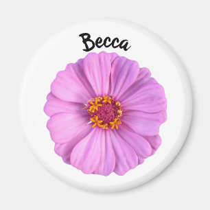 Imã Flor de Zinnia Rosa Elegante Personalizado