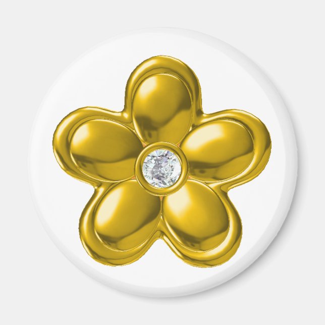 IMÃ FLOR DOURADO COM DIAMANTE (Frente)