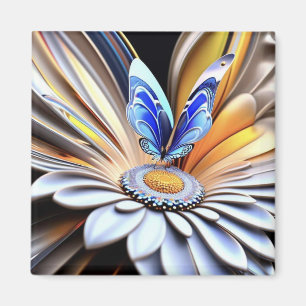 Imã Flor e borboleta coloridas 3D