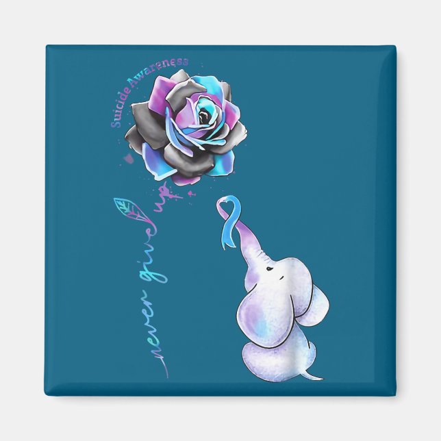 Imã Flor Elefante do Mês de Conscientização sobre Prev (Frente)