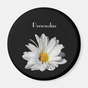 Imã Flor elegante da margarida branca com nome