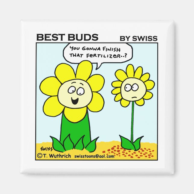 Imã Flor engraçada dos desenhos animados com fome para (Frente)