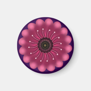 Imã Flor Fantasia Rosa Glowing Floral Neon Abstrato