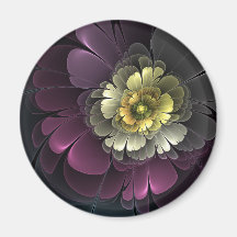 Flor Fractal Abstrata Moderna Purpura Cinza Khaki