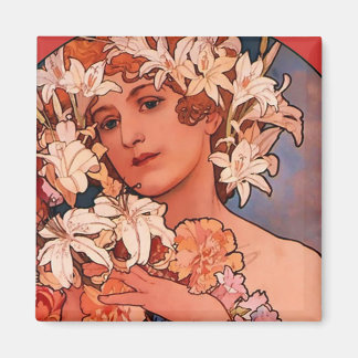 Imã Flor Girl Art Nouveau Magnet