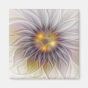 Imã Flor Luminosa Colorida, Fractal Moderna Abstrata