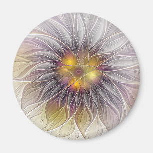 Imã Flor Luminosa Colorida, Fractal Moderno Abstrato