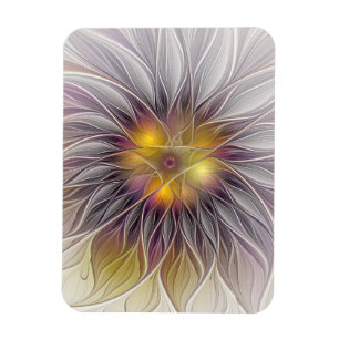 Ímã Flor Luminosa Colorida, Fractal Moderno Abstrato
