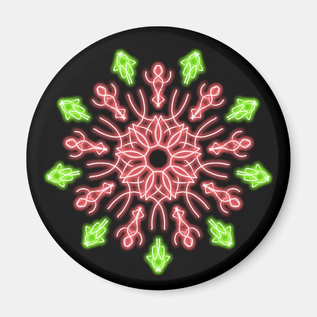 Imã Flor néon, vermelha e verde (Frente)