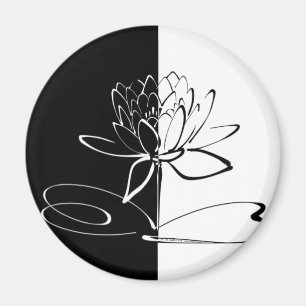 Imã Flor preta de Yin Yang Lotus branco