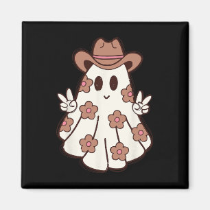 Imã Flor Retro Western Ghost Halloween Engraçado Cowgi