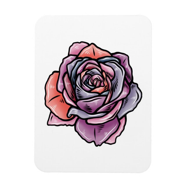 Ímã Flor Rosa colorido (Vertical)