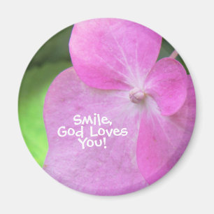Imã Flor Rosa Cristão - Sorria Que Deus Te Ama