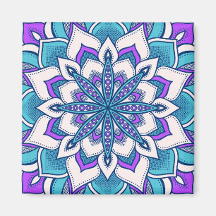 Imã Flor Roxo Turquesa Mandala