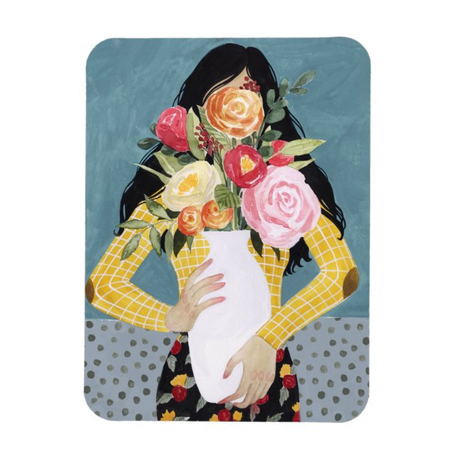 Ímã Flor Vase Girl (Vertical)