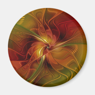 Imã Flor verde-laranja-abstrato Vermelho Castanho-Cast