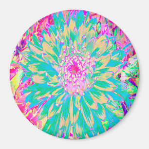 Imã Flor Verde-Teal-Quente e Dália Rosa-Quente