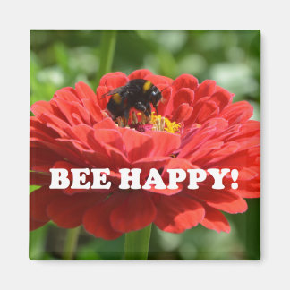 Imã Flor Vermelha Feliz Abelha