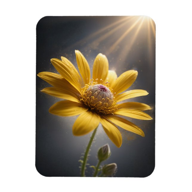 Ímã Floração Dourada – Fotografia Macro de Flor Amarel (Vertical)