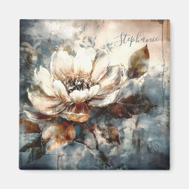Imã Floração Personalizada de Peônia em Aquarela Suave