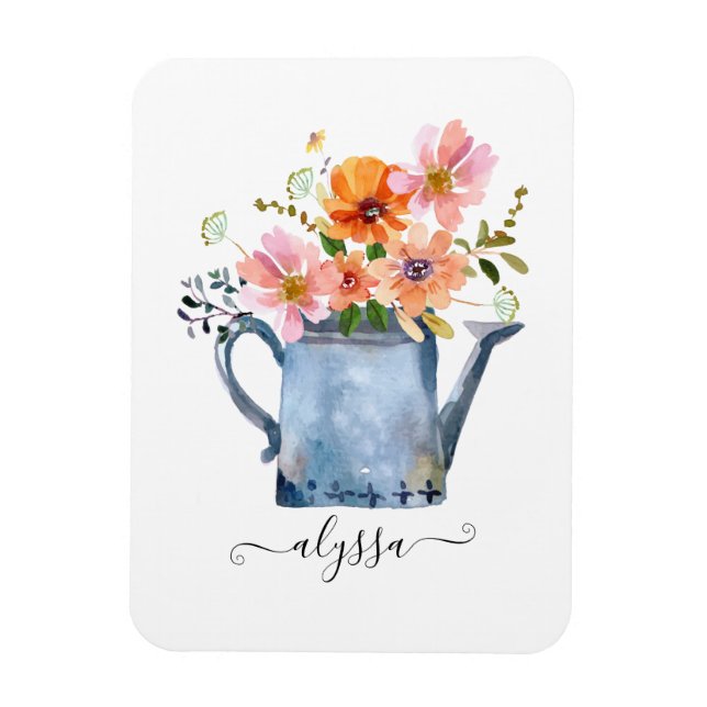 Ímã Floral aquarela pintada à mão (Vertical)