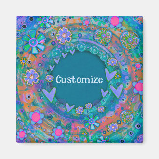 Imã Floral Azul Bonito Quimológico Personalizado