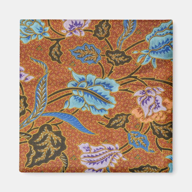 Imã Floral Batik indonésio Dourado (Frente)