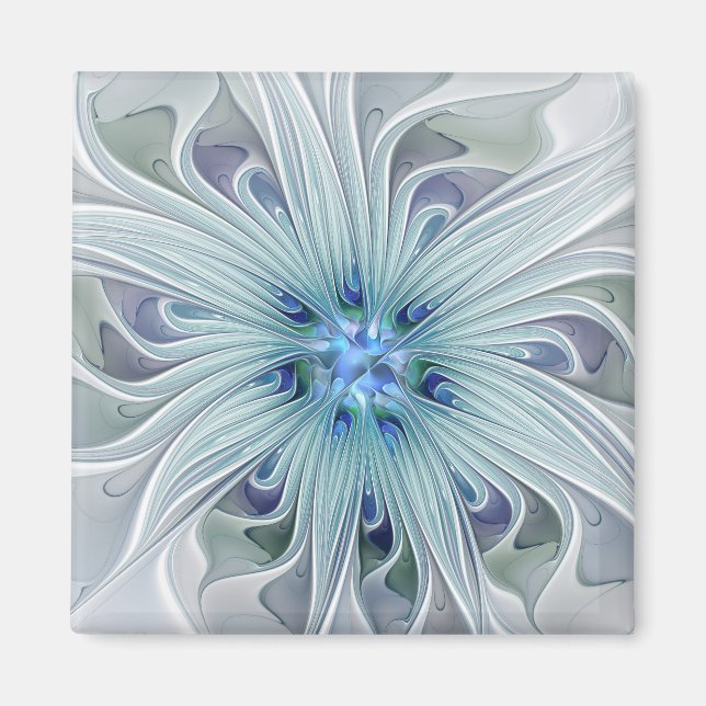Imã Floral Beauty Abstrato Modern Blue Pastel Flower (Frente)