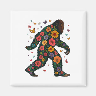 Imã Floral Bigfoot Sasquatch Flores Coloridas