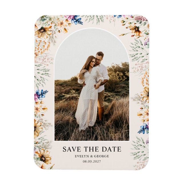 Ímã Floral Botânico do Arch de Fotografia Salvar a Dat (Vertical)