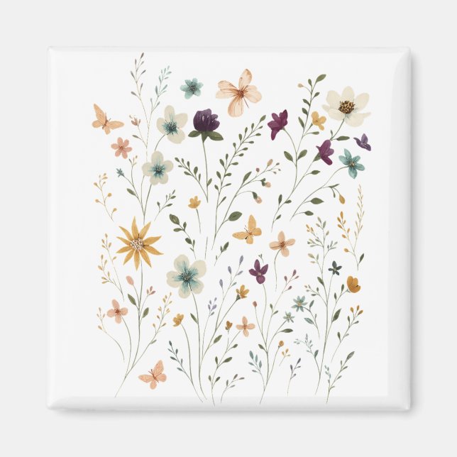 Imã Floral & Butterfly,  Whimsical Garden-Inspired  (Frente)