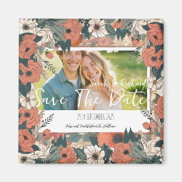 Imã Floral de Jardim Antigo Salve a Data com Foto