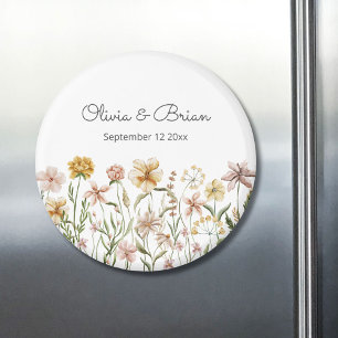 Imã Floral de Prado de Flores Silvestres em Aquarela P
