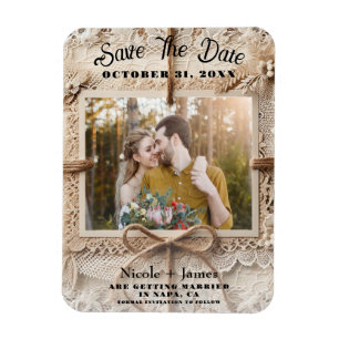 Ímã Floral de Renda Vintage em Aniagem Rústico Salve a