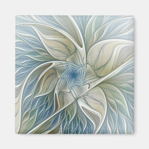 Imã Floral Dream Pattern Abstrato Blue Khaki Fractal