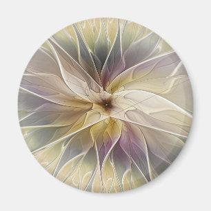Imã Floral Fantasy Dourada Eggplant Abstrato Art Fract