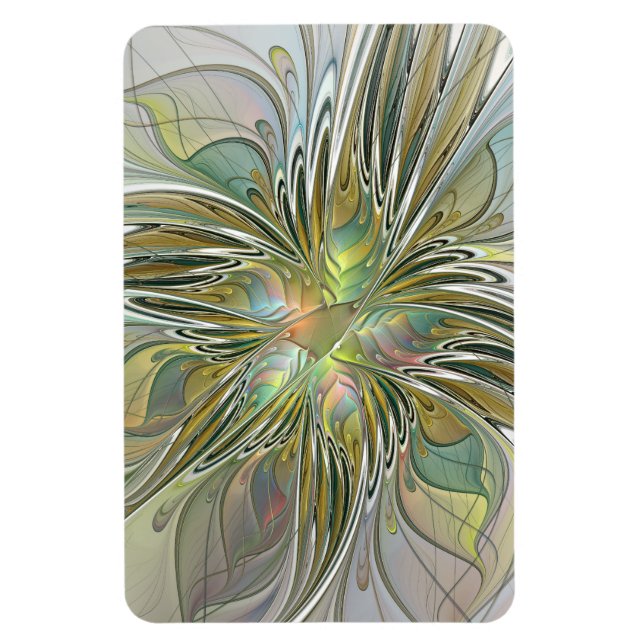 Ímã Floral Fantasy Moderna Arte Fractal Flor Com Doura (Vertical)