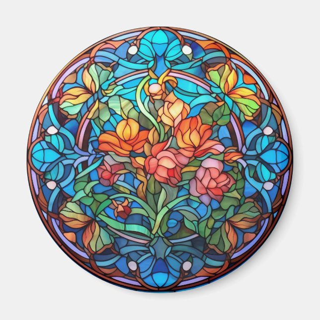 Imã Floral Faux Stained-Glass (Frente)