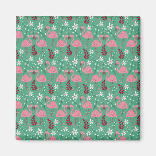 Imã Floral flamingo sem costura, padrão rosa verde