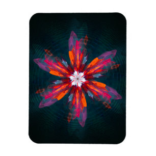 Ímã Floral Flores de Mandala Laranja Vermelho Abstrato